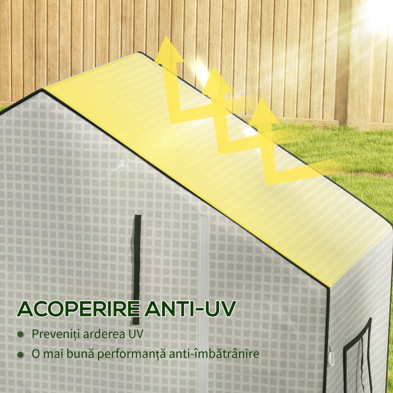 Outsunny Acoperiș de Schimb pentru Seră PE Walk-in cu Ușă Rulabilă și Ferestre, 143 x 70 x 190cm, Verde