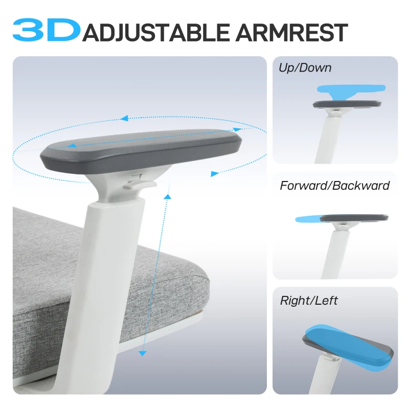 HOMCOM Scaun de Birou Ergonomic și Respirabil cu Suport Lombar Dinamic 4D, 64.5x62.5x112-122 cm, Multicolor