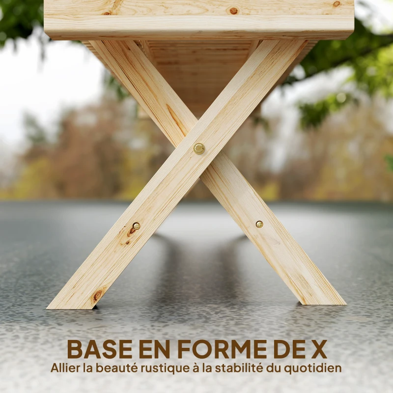 Outsunny Banc de Jardin en Bois massif, Banquette de Jardin avec Assise à Lattes Effet Bois, 140 x 40 x 43 cm, Bois Naturel