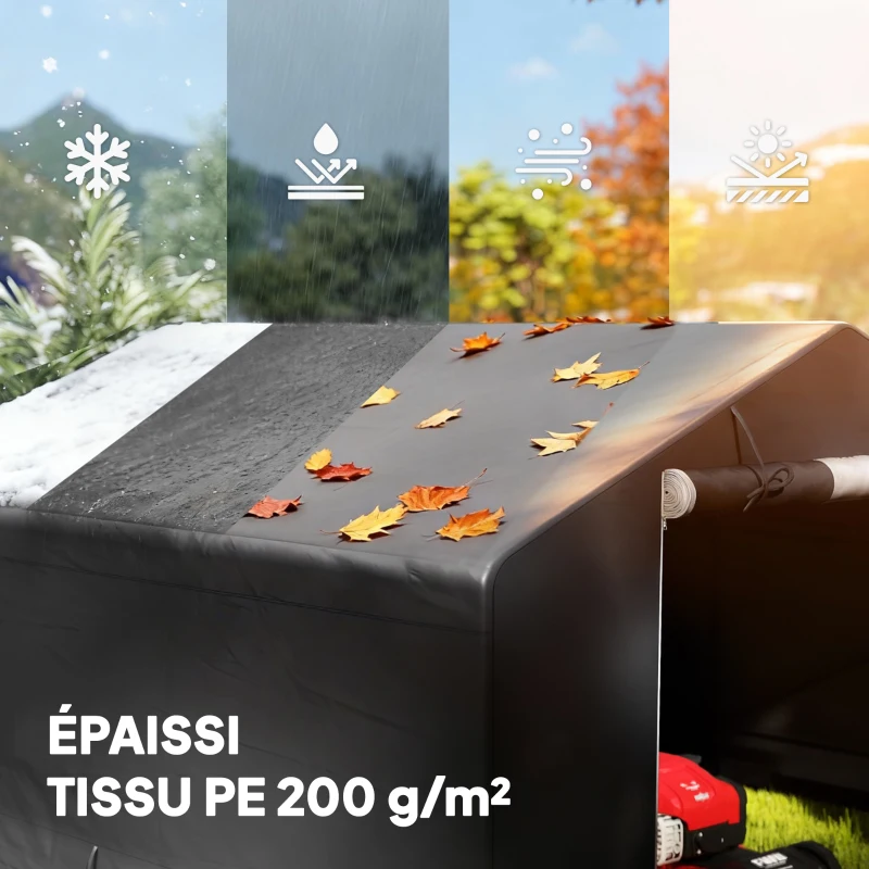 Outsunny Abri de jardin tente de stockage imperméable abri moto porte enroulable fermeture éclair, 300 x 300 x 210 cm, gris foncé