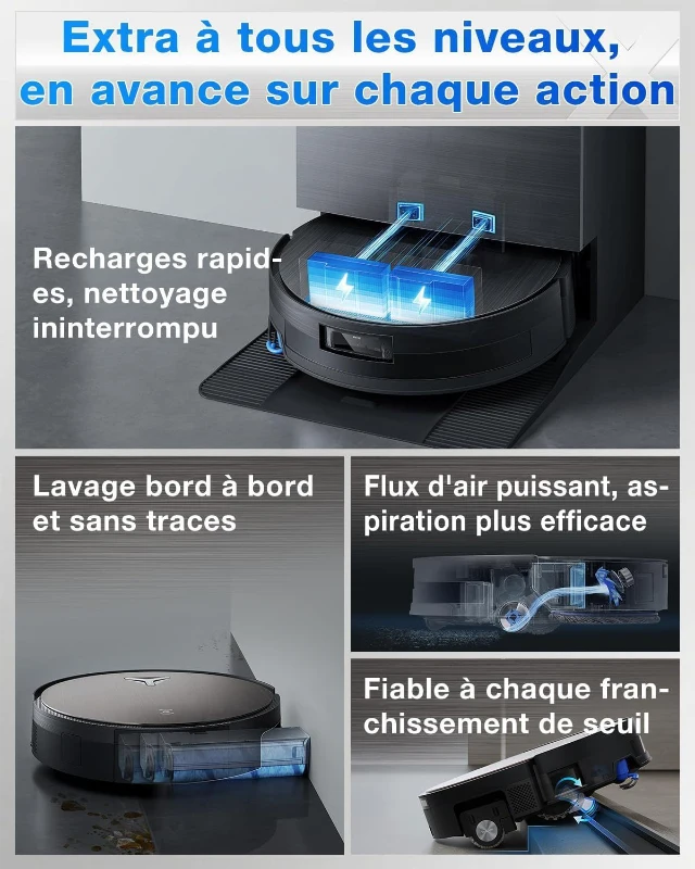 ECOVACS X11 PRO OMNI - Robot Aspirateur Laveur avec Blast - 19500 Pa - PowerBoost Ultra-Rapide - OZMO Roller 2.0 - ZeroTangle 3.0