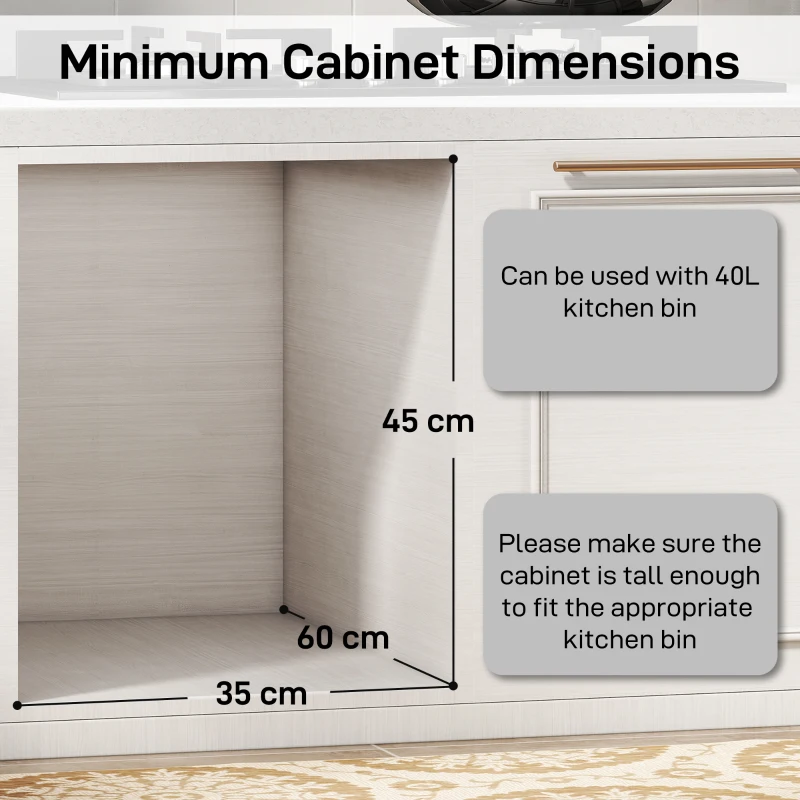 HOMCOM Coș de gunoi retractabil sub chiuvetă, 2 găleți de 20L, Gri