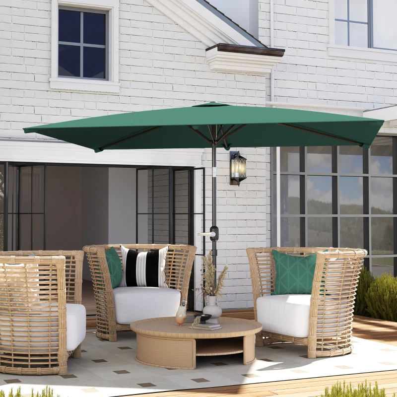 Outsunny Parasol inclinable rectangulaire aluminium polyester haute densité 3 x 2 m Vert