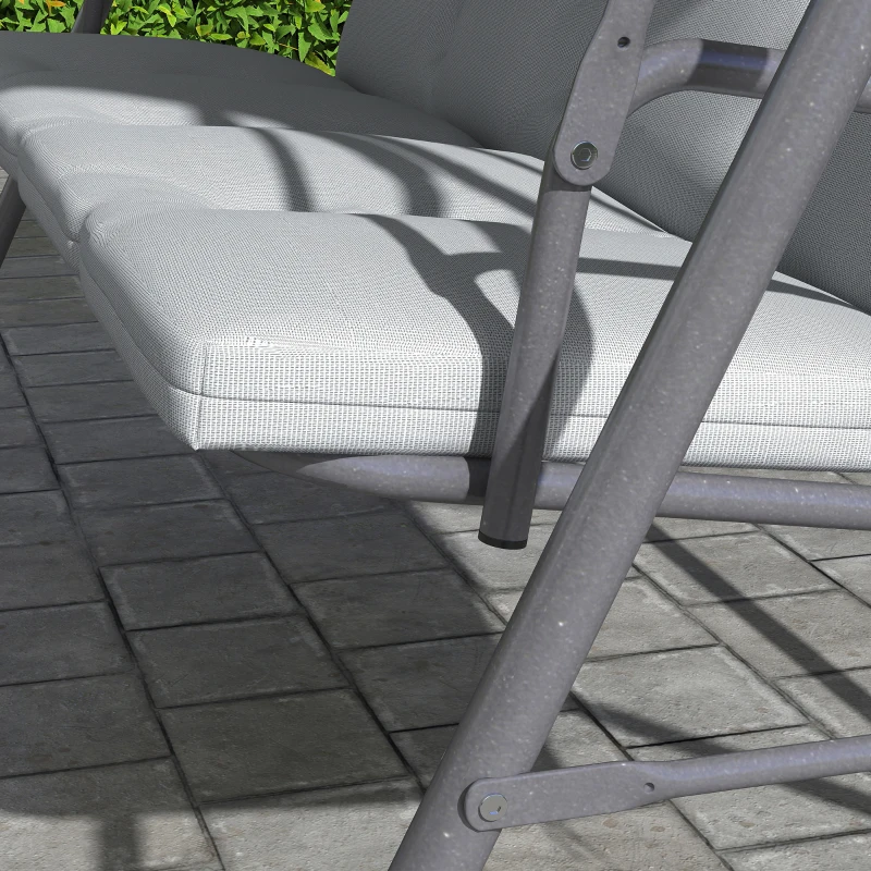 Outsunny Dondolo da Giardino 3 Posti con Tettuccio Regolabile e Cuscini, 172x110x156 cm, Grigio Chiaro
