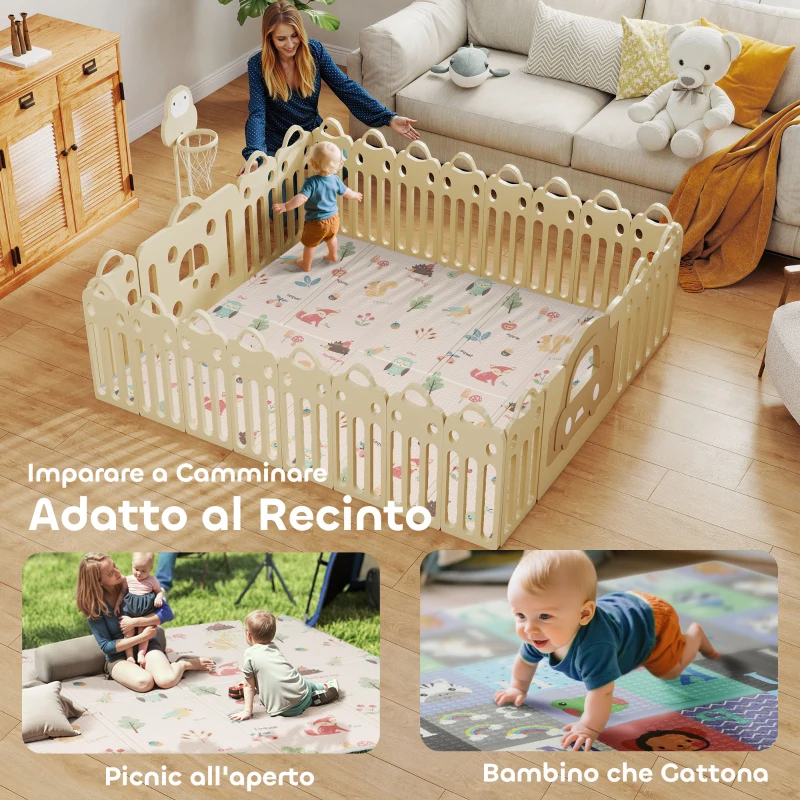AIYAPLAY Tappeto per Bambini 0-3 Anni con Numeri e Lettere e Superficie Impermeabile, in XPE Multicolore, 180x150x1 cm