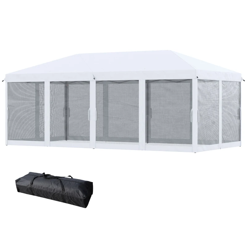 Outsunny Foisor de gradina cu plasa de tantari, alb, 3x6m