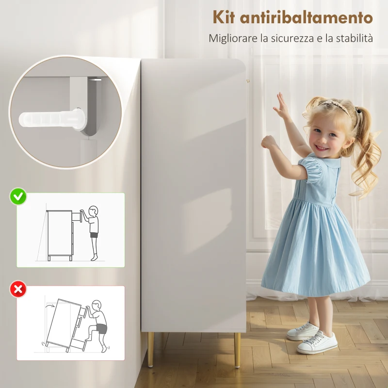 HOMCOM Scarpiera Salvaspazio per 24 Paia di Scarpe con 2 Ante, 3 Ripiani Estraibili e Mensola Inferiore, Bianco