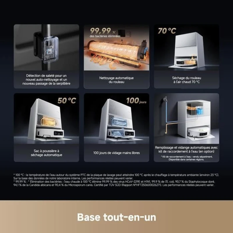 Aspirateur Robot Laveur - DREAME Aqua 10 Ultra Roller Complete - Nettoyage Automatique du Rouleau - Évitement d'obstacles de 8 cm