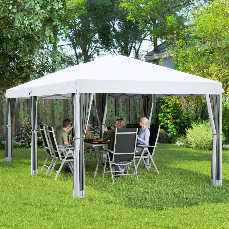 Outsunny Foisor de gradina cu plasa de tantari, alb, 3x6m