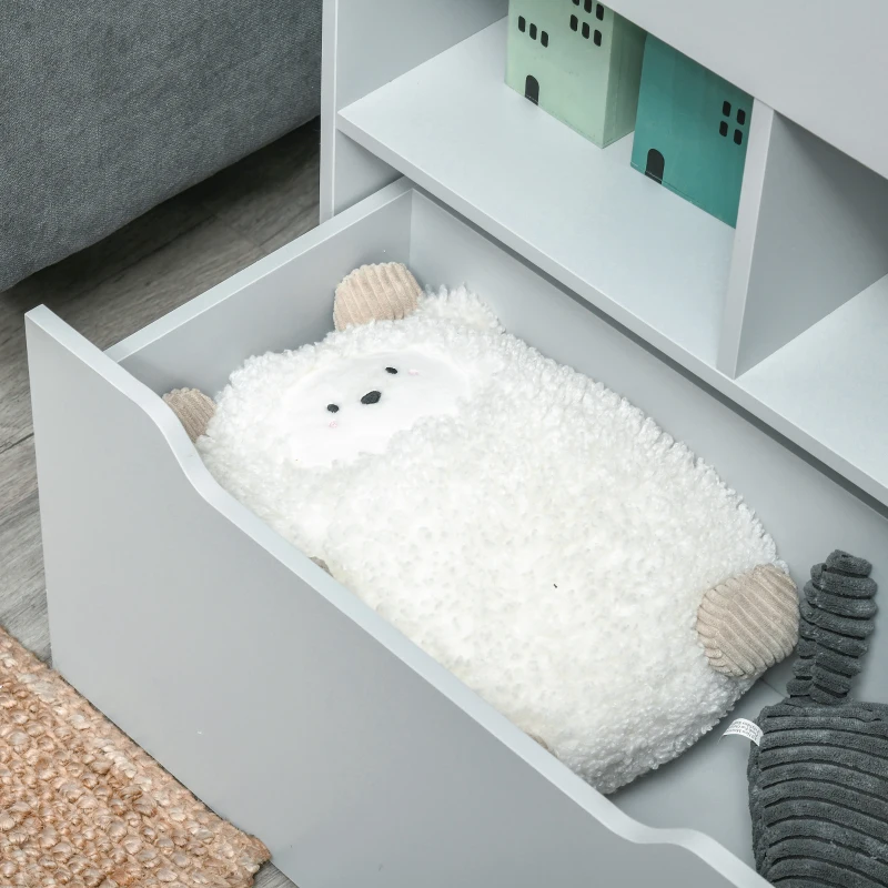 HOMCOM Bibliotecă etajeră Multi-Depozitare 3 rafturi 2 nișe Sertar mare din lemn Gri