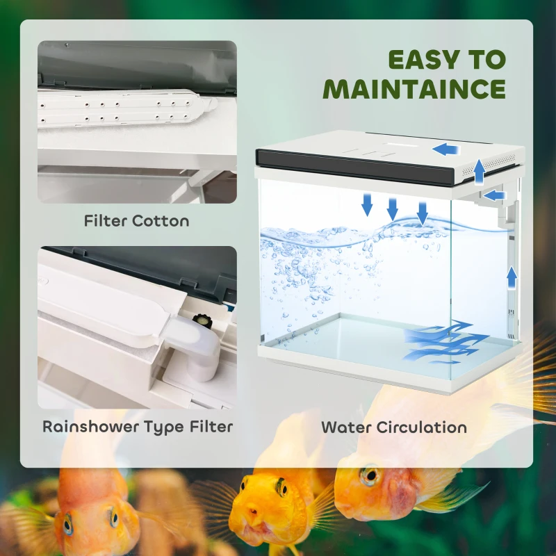 Akwarium 26L z filtrem, oświetlenie LED, 38 x 26 x 38 cm