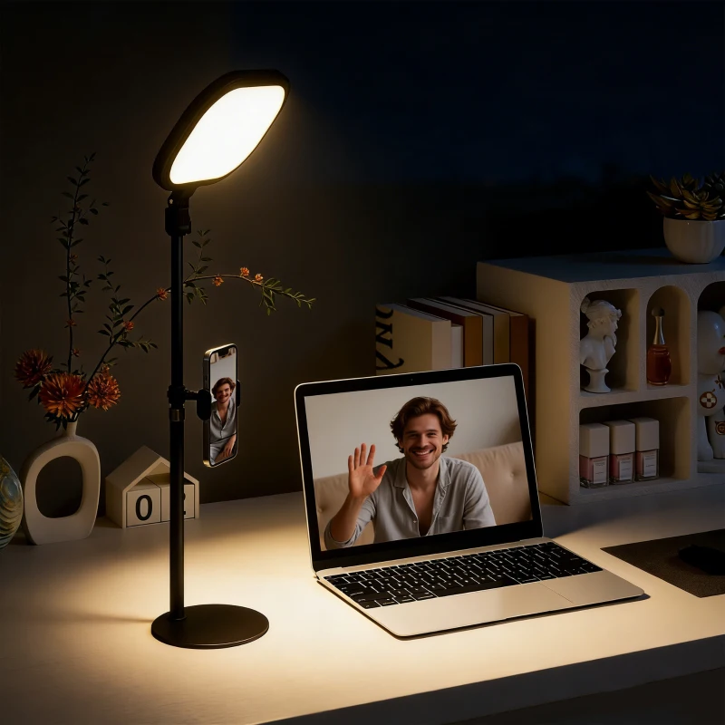 HOMCOM Lampe de bureau LED dimmable 5 modes de couleur 10 niveaux de luminosité port USB minuterie support pour téléphone noir