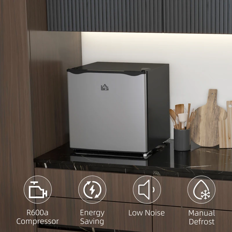 HOMCOM Mini Congelator 35L cu Raft Detasabil si Usa Reversibila, Mini Frigider din Otel si Plastic, 47x44.2x48.8cm, Alb