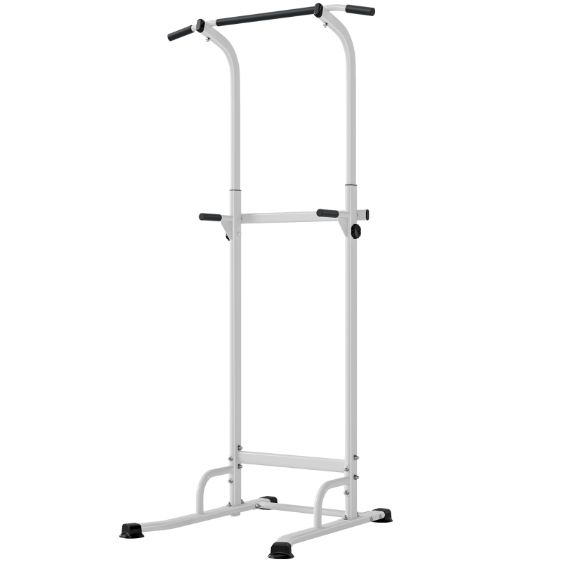 SPORTNOW Power Tower cu Bare pentru Dip și Tracțiuni, Stație Fitness Multifuncțională cu Înălțime Reglabilă 176,5-227 cm, Structură din Oțel pentru Antrenament Acasă, Capacitate 120 kg