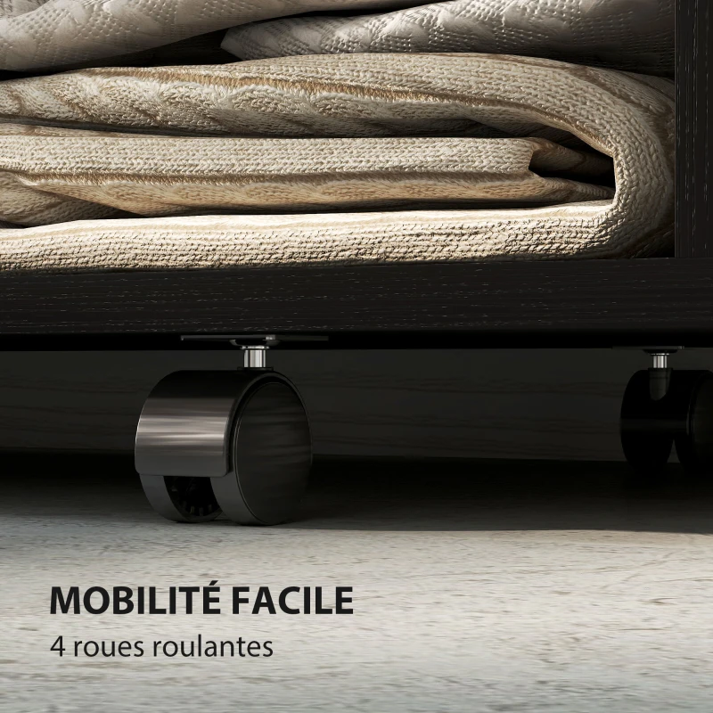 HOMCOM Armoire penderie vêtement dressing mobile 4 roulettes tringle à vêtements et étagères ouvertes 80 x 40 x 128 cm noir