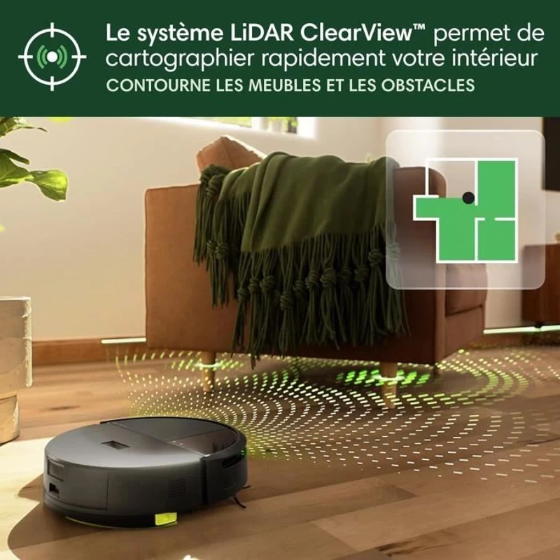 Aspirateur Robot Laveur - IROBOT Roomba 205 Combo Compactor - 3h - 7000 Pa - 1820 ml - Noir