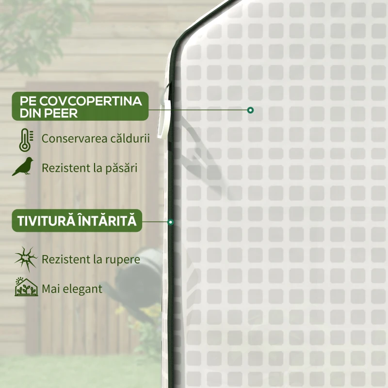 Outsunny Acoperiș de Schimb pentru Seră PE Walk-in cu Ușă Rulabilă și Ferestre, 143 x 70 x 190cm, Verde