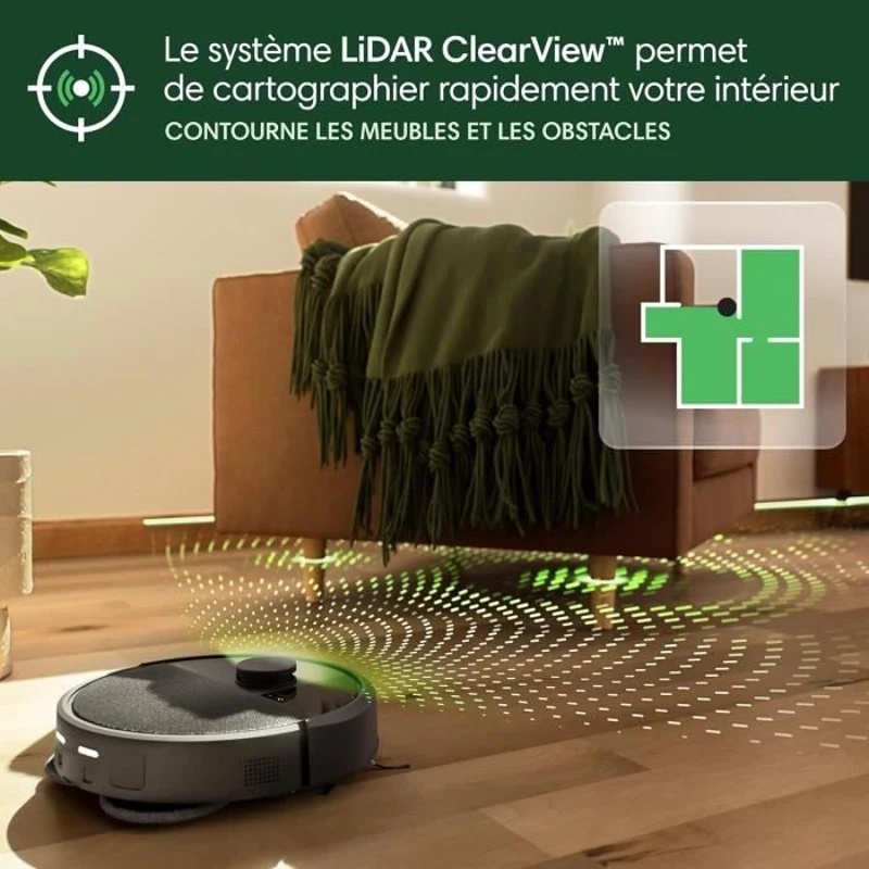 Aspirateur Robot Laveur - IROBOT Roomba Plus 405 Combo - Base Multifonction - Lavage et séchage des lingettes - LiDAR Clearview