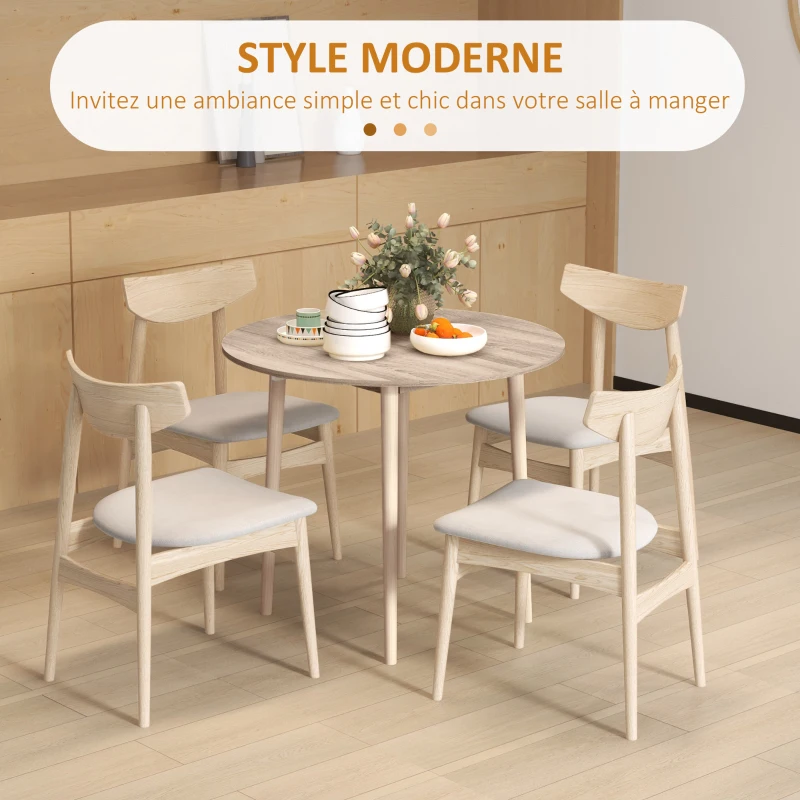 HOMCOM Table de salle à manger pliante 2 abattants - table ronde extensible - peu encombrante avec pieds en bois Ø89 x 73.5H cm