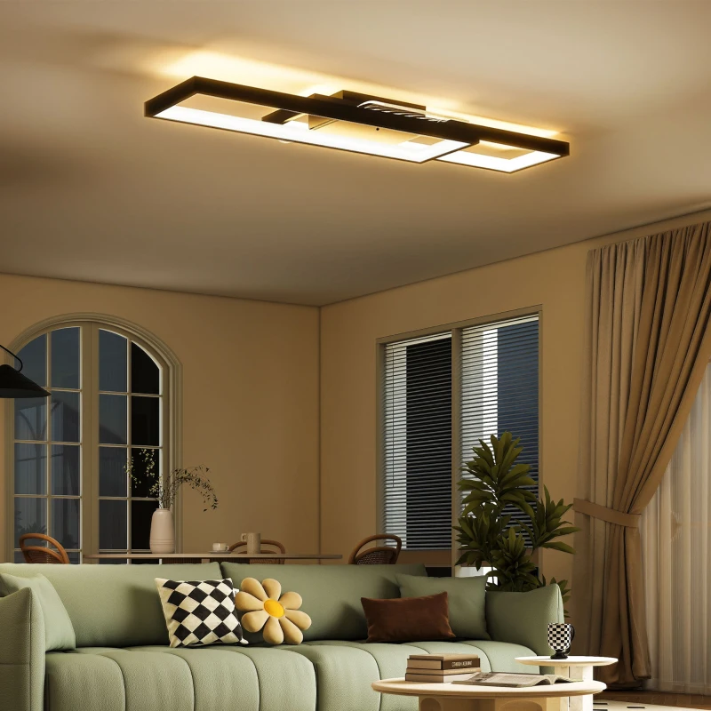 HOMCOM Lampada LED a Soffitto Dimmerabile 3000-6000K con Telecomando e Interruttore, 70x30 cm, Nero