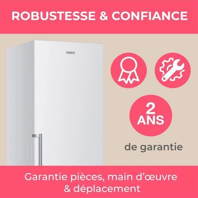 Réfrigérateur combiné - OCEANIC - OCEAFC262STDW - 262 L - Classe D - 55 x 56 x 180 cm - Blanc