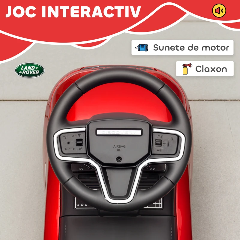 AIYAPLAY Mașinuță Land Rover Licențiată pentru Copii cu Claxon, Sunete Motor, Spațiu Sub Scaun, pentru 18-36 Luni, Roșu