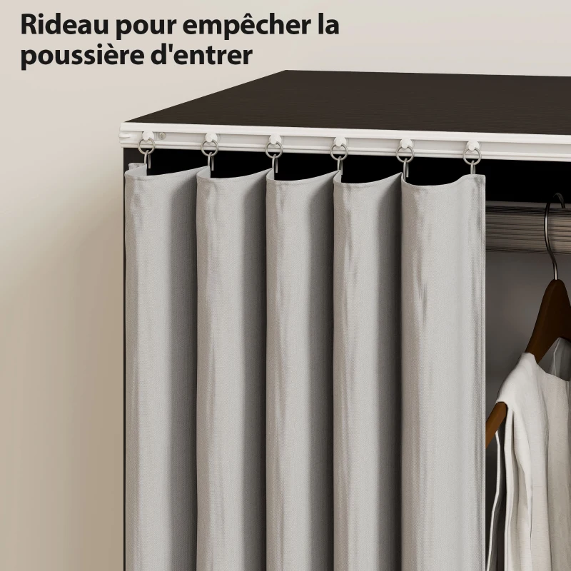 HOMCOM Armoire penderie vêtement dressing mobile 4 roulettes tringle à vêtements et étagères ouvertes 80 x 40 x 128 cm noir