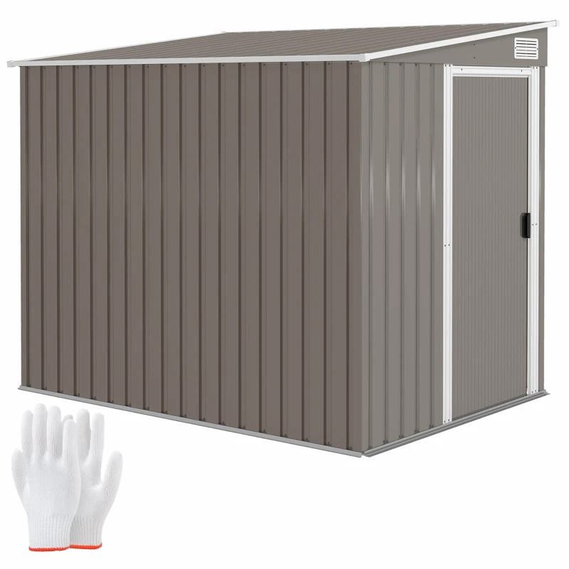 Outsunny Căsuță de Grădină din Metal 1.5x2m Ușă Glisantă Gri Deschis