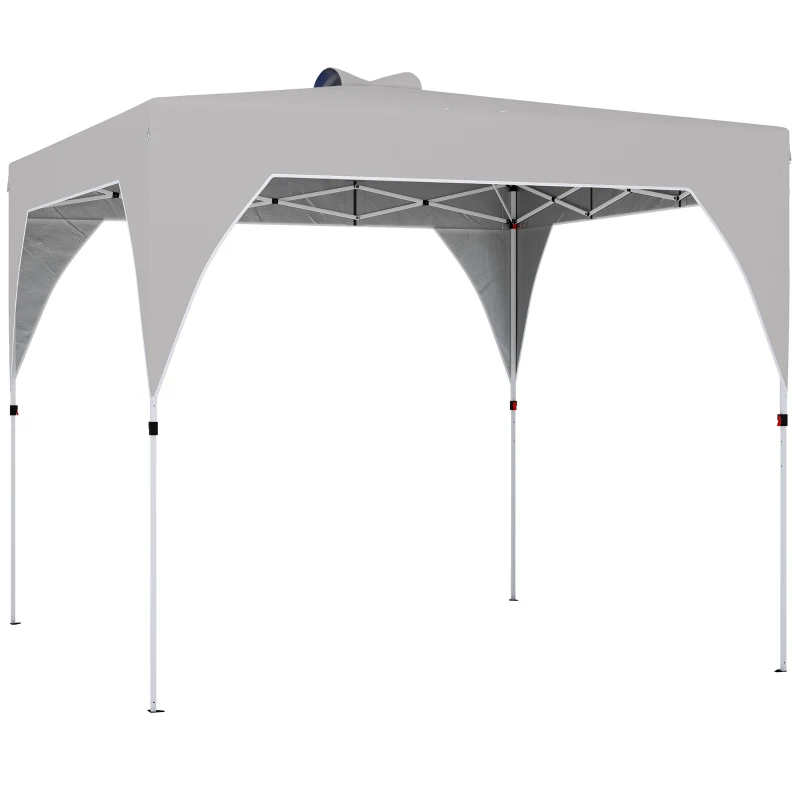 Outsunny Tonnelle pliante Pop-up 3x3 m avec verrouillage central Hauteur réglable Sac de transport à roulettes et sacs de sable Gris