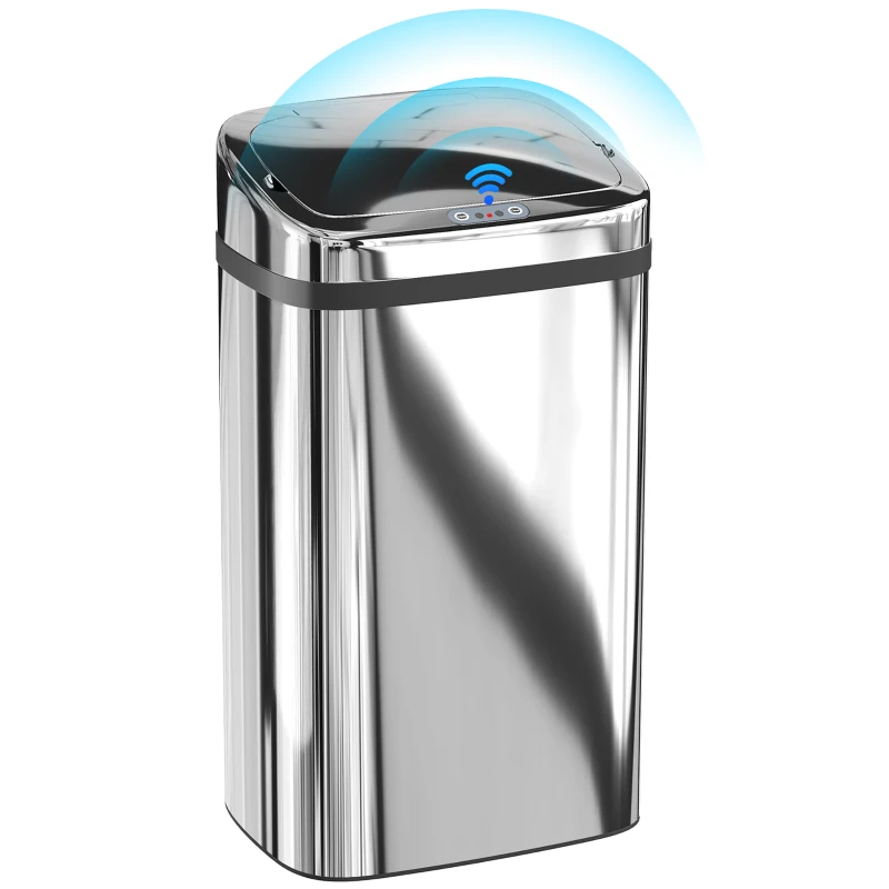 HOMCOM Cos de gunoi cu senzor 30L inox elegant
