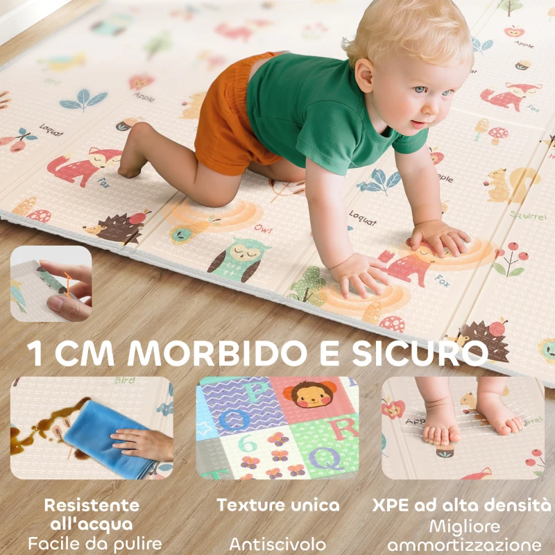 AIYAPLAY Tappeto per Bambini 0-3 Anni con Numeri e Lettere e Superficie Impermeabile, in XPE Multicolore, 180x150x1 cm