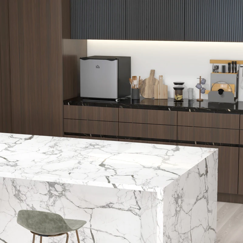 HOMCOM Mini Congelator 35L cu Raft Detasabil si Usa Reversibila, Mini Frigider din Otel si Plastic, 47x44.2x48.8cm, Alb