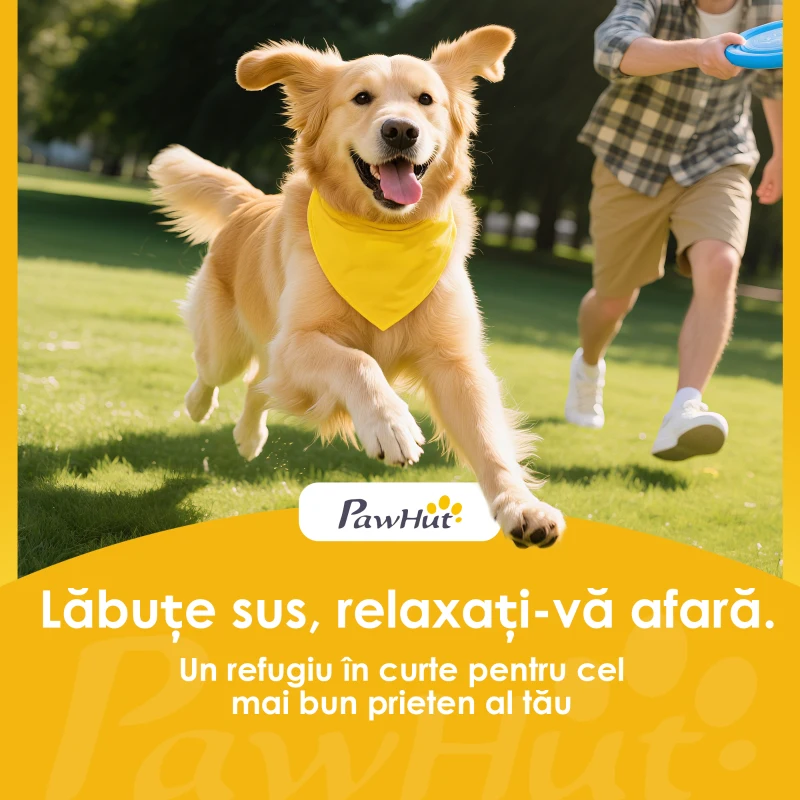 PawHut Cărucior Pliabil pentru Câini cu Suport pentru Pahare și Coș, din Oțel și Poliester, 77x44x102 cm, Gri Închis