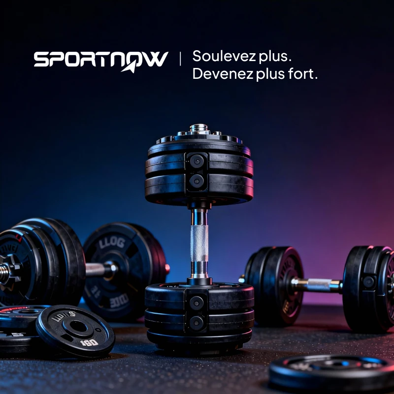 SPORTNOW Haltère réglable 5 à 25 kg avec base de rangement 5 niveaux de poids, poignée antidérapante disques d'haltères octogones