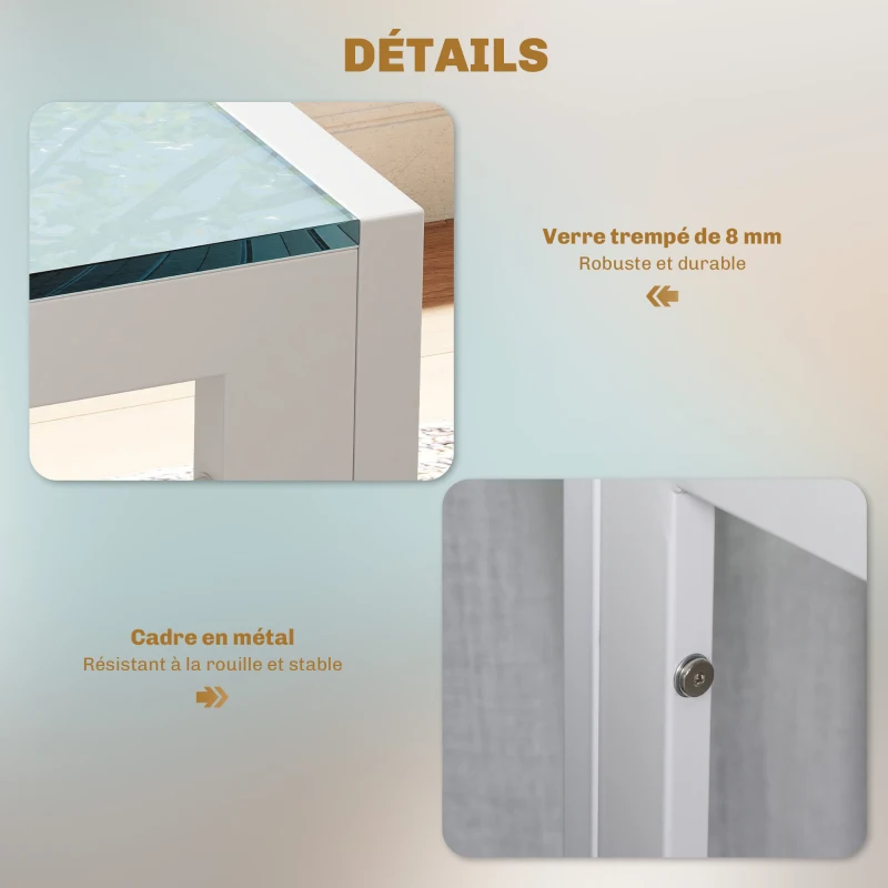 HOMCOM Ensemble table à manger et chaises pour 4 personnes, plateau rectangulaire en verre, pour cuisine salon maison, blanc