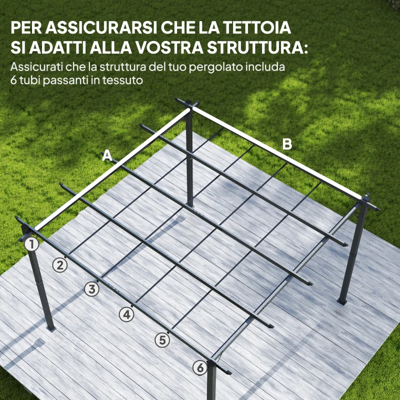 Outsunny Telo per Pergola Gazebo 3x3 m con Fori di Drenaggio in Poliestere Traspirante UV30+, 288x298 cm, Beige
