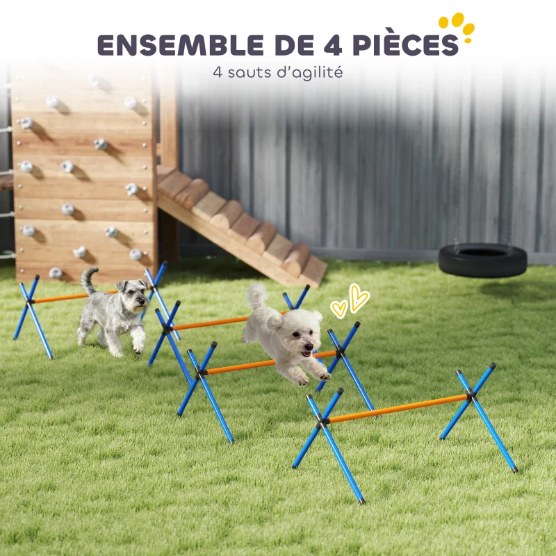 PawHut Kit d'équipement d'agilité pour chien, kit d'agilité pour chien portable avec hauteur réglable, sac de transport, orange