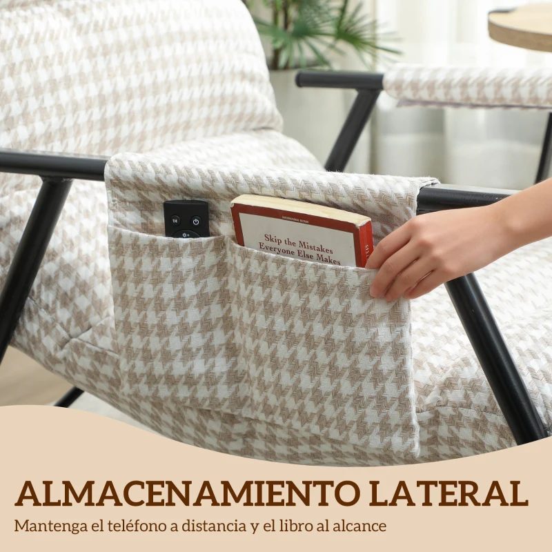 HOMCOM Silla Mecedora con Respaldo y Reposapiés Ajustables Mecedora Sillón Balancín Tapizado en Lino 62x100x89 cm Gris