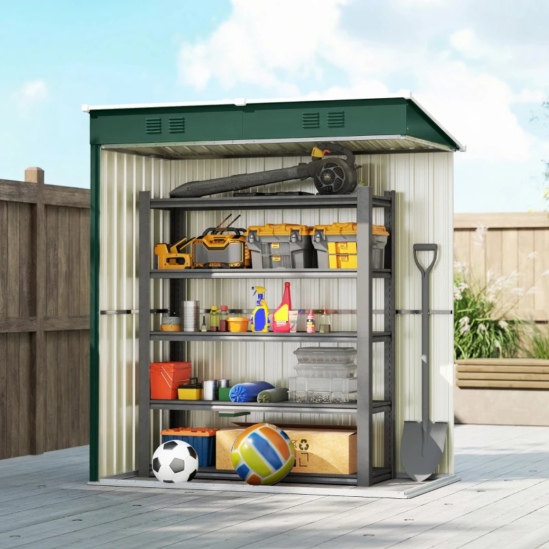 Outsunny Abri de jardin extérieur 1,37 m² 163x90x179 cm avec porte à loquet et fentes d'aération Vert