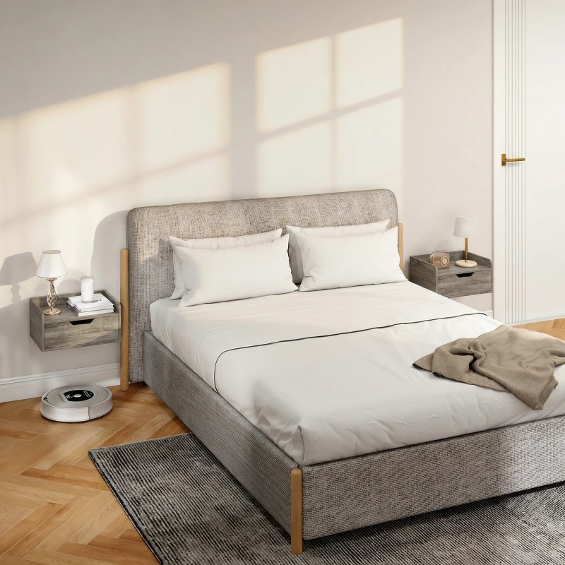 HOMCOM Set 2 comodini sospesi con cassetto e ripiano, 40x30x19,5 cm, Grigio