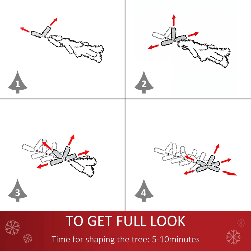 HOMCOM Mini Sztuczna Choinka 60 cm z Efektem Śniegu, 67 Gałęzi, Podstawa z Cementu do Wnętrz, Biuro