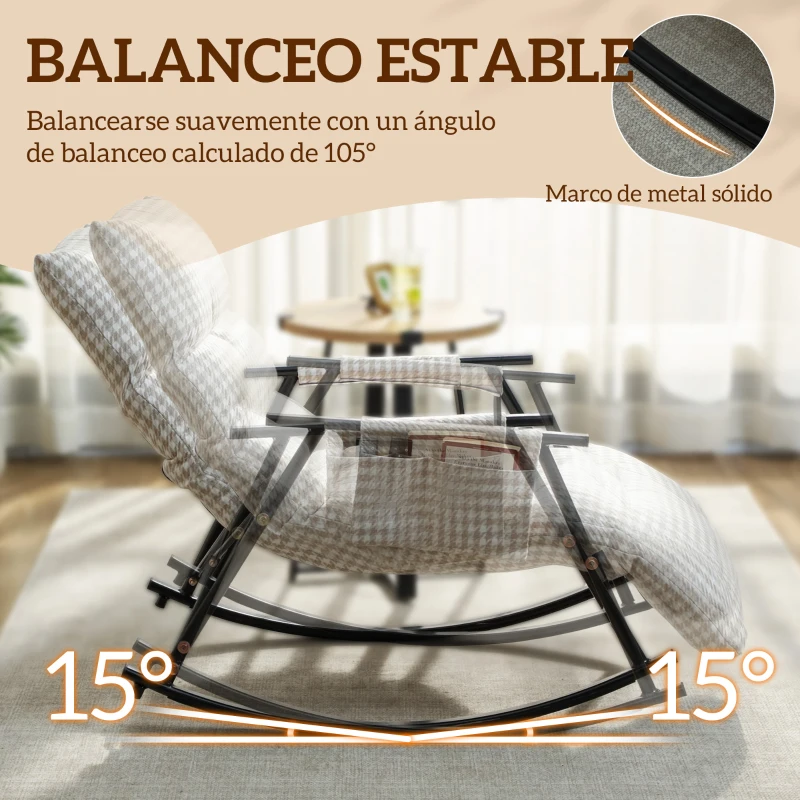 HOMCOM Silla Mecedora con Respaldo y Reposapiés Ajustables Mecedora Sillón Balancín Tapizado en Lino 62x100x89 cm Gris