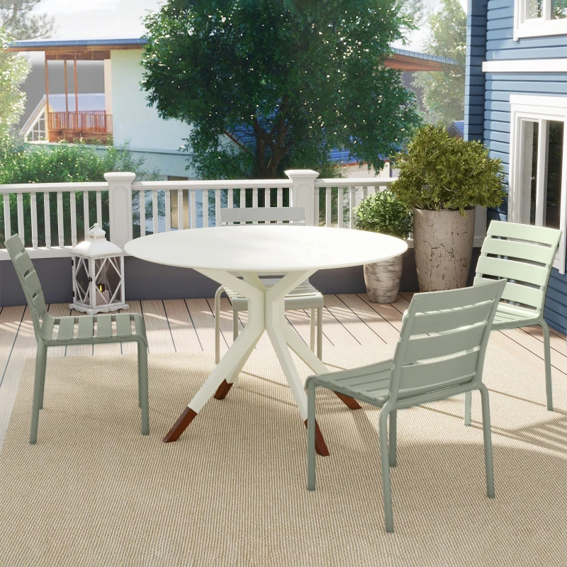 Outsunny Lot de 4 chaises de jardin chaises de bistro empilables avec assise et dossier à lattes dim. 42L x 54l x 78H cm vert