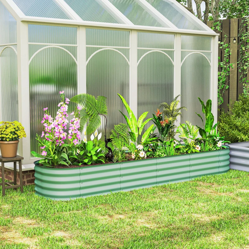 Outsunny Jardinière surélevée carré potager de jardin en acier modulable pour légumes, plantes, fleurs, dim. 240 x 62 x 30cm