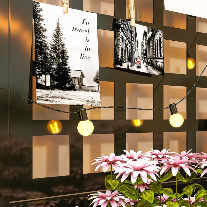 Outsunny Jardinière avec treillis, brise-vue, lit surélevé de jardin acier galvanisée, pour plantes grimpantes, 89x40x178cm, noir