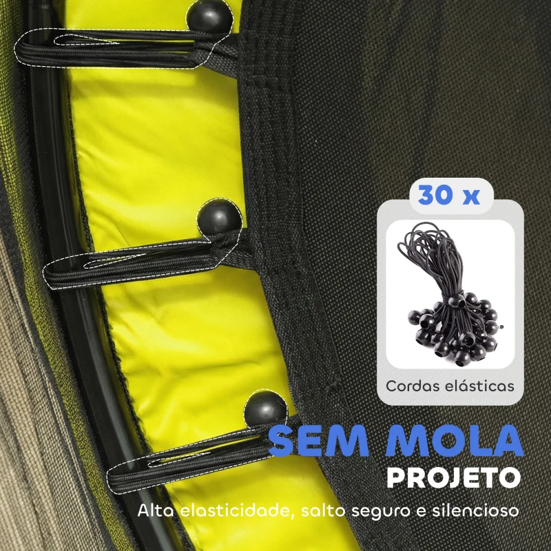 HOMCOM Cama Elástica Infantil Ø140 cm para Crianças dos 3-10 Anos com Rede de Segurança, Suporta até 50 kg, para Interior e Exterior, Amarelo