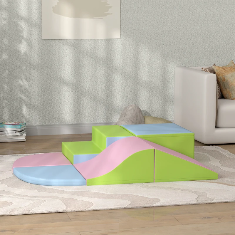 HOMCOM Module motricité bébé 6PCS parcours motricité bébé en mousse EPE pour enfants d'âge préscolaire, multicolore