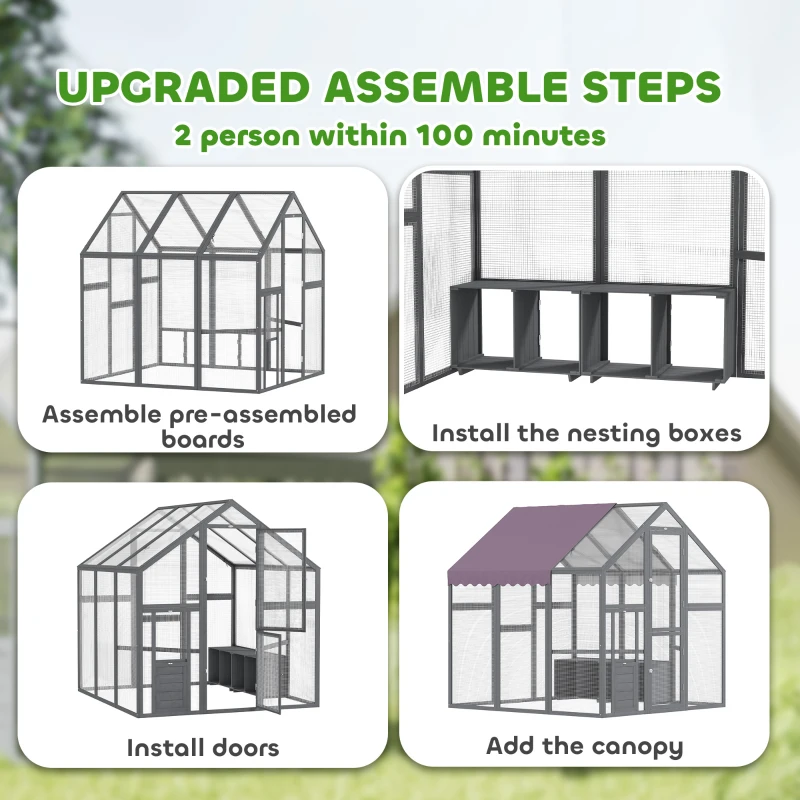 PawHut Large Walk In Chicken Run with Waterproof & Anti-UV Cover, for 6-8 Chickens, for Garden, Farm, 5.5' x 6' x 6'