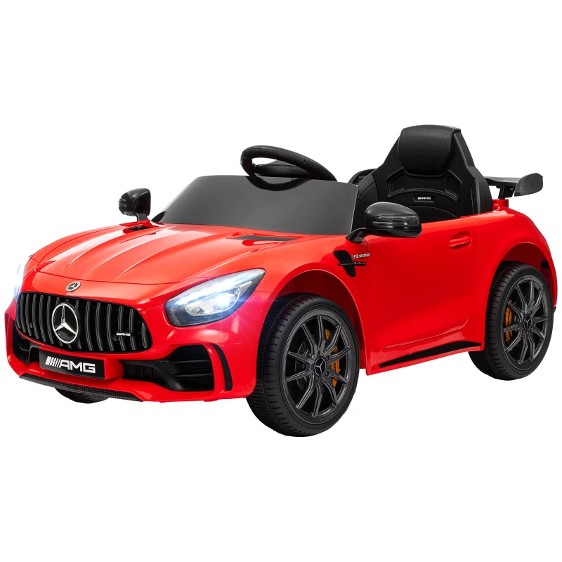 AIYAPLAY Mercedes-Benz AMG GTR Licensed 12V Kids Ride on Car, Battery Powered Kids Electric Car with Remote Control, Soft Start, LED Lights, Music Horn, 3 Speeds, for Ages 3-6 Years, Red