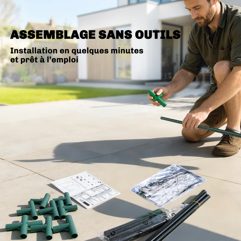 Outsunny Mini Serre avec Sac de Plantation, Serre Portable avec porte enroulable, 68 x 50 x 70 cm, Vert Foncé